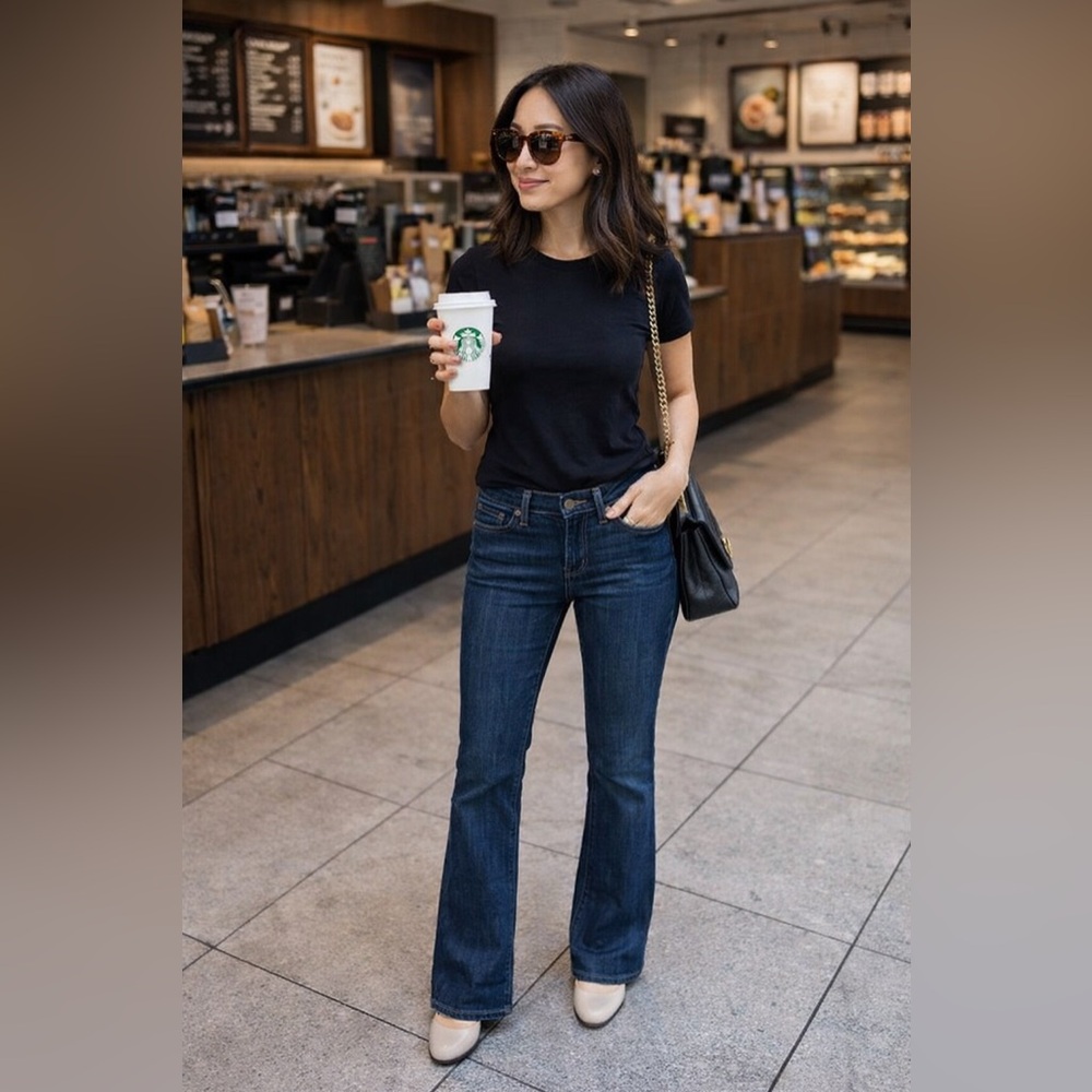 Seven7 Women's Dark Wash Mid-Rise Boot Cut Jeans